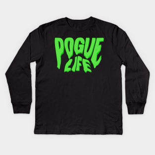 dripping pogue life neon green Kids Long Sleeve T-Shirt